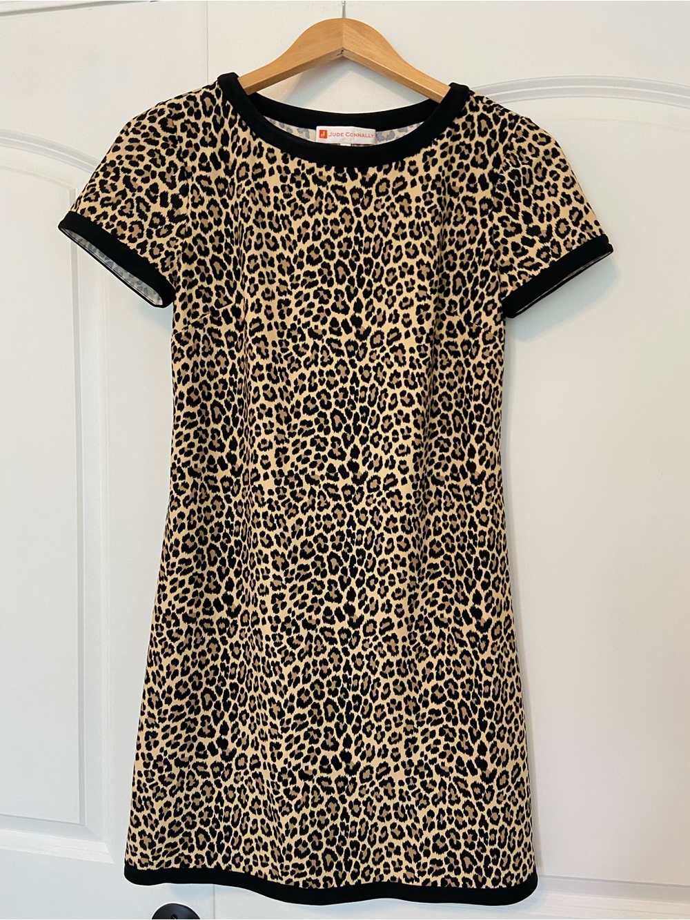 NWT Jude Connally Parker Animal Print Mini Dress Leopard Black Tan Camel Travel